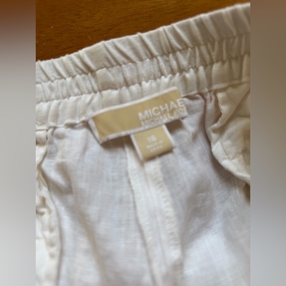 Michael Kors White Casual Elastic-Waist Pants - Picture 6 of 6